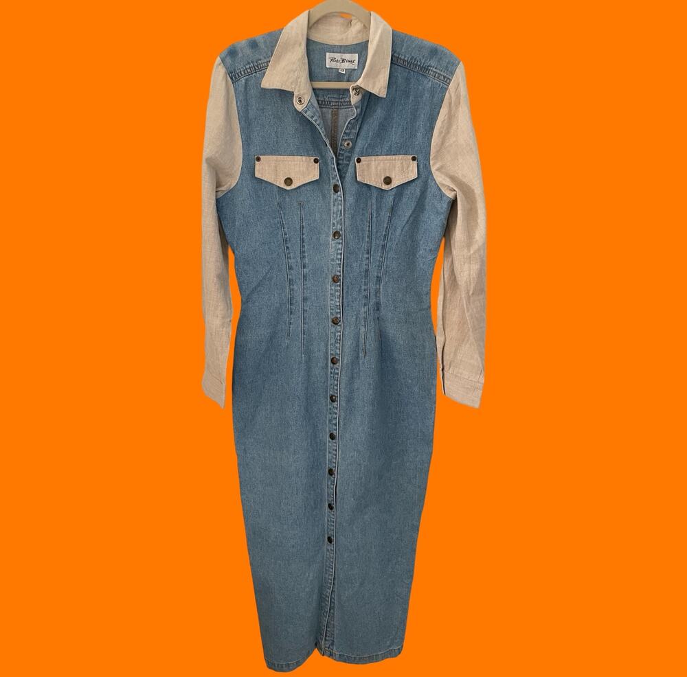 90's vintage denim maxi dress Size 13 Paris blues